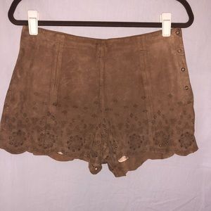 Free people laser-cut suede cheeky shorts